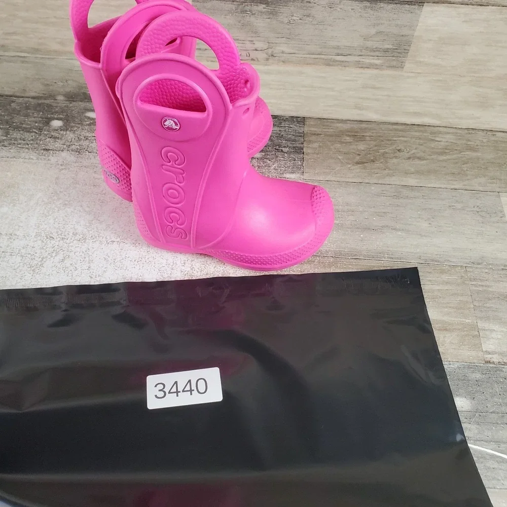 Crocs Wellies Handle It Rain Kids‎ Boot Sz 7 Pink Crush Comfort Waterproof